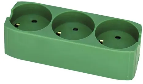 Gripo Stikdåse med 3 udtag og jord, Grøn